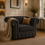 Olympia Chesterfield 1 Seater Jumbo Cord Dark Grey Sofa - Detailed Angle View 5