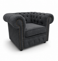 Olympia Chesterfield 1 Seater Naples & Kinsington Dark Grey Sofa - Luxury UK Living Room Showcase