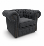 Olympia Chesterfield 1 Seater Naples & Kinsington Dark Grey Sofa - Luxury UK Living Room Showcase