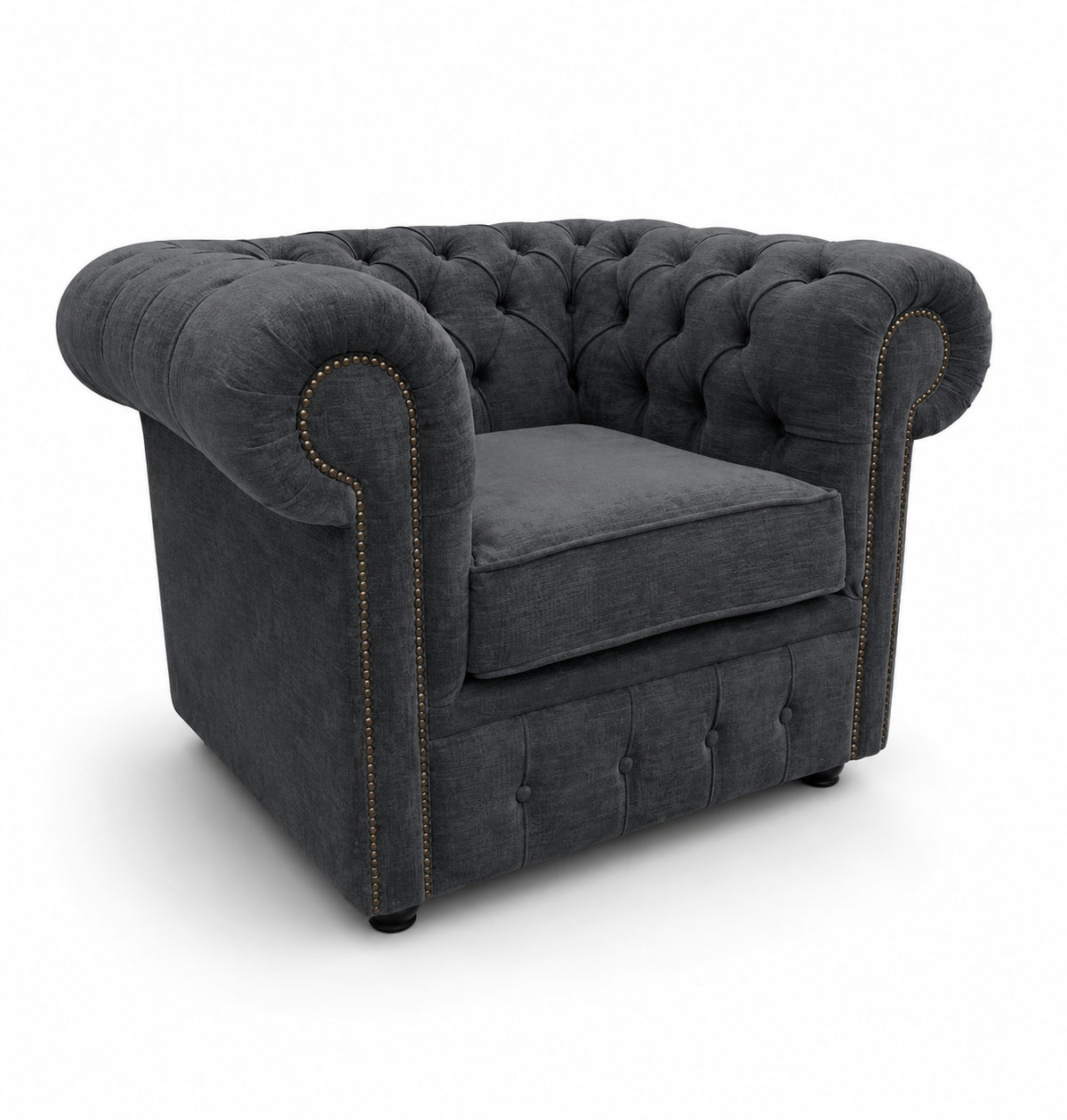 Olympia Chesterfield 1 Seater Naples & Kinsington Dark Grey Sofa - Luxury UK Living Room Showcase