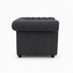 Olympia Chesterfield 1 Seater Naples & Kinsington Dark Grey Sofa - Detailed Angle View 2