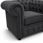 Olympia Chesterfield 1 Seater Naples & Kinsington Dark Grey Sofa - Detailed Angle View 3