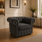 Olympia Chesterfield 1 Seater Naples & Kinsington Dark Grey Sofa - Detailed Angle View 4