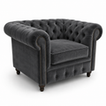 Olympia Chesterfield 1 Seater Plush Velvet Dark Grey Sofa - Luxury UK Living Room Showcase
