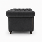 Olympia Chesterfield 1 Seater Plush Velvet Dark Grey Sofa - Detailed Angle View 2