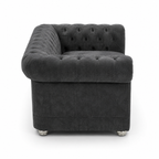 Olympia Chesterfield 2 Seater Chenille Dark Grey Sofa - Detailed Angle View 2