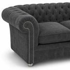 Olympia Chesterfield 2 Seater Chenille Dark Grey Sofa - Detailed Angle View 3