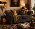 Olympia Chesterfield 2 Seater Chenille Dark Grey Sofa - Detailed Angle View 5