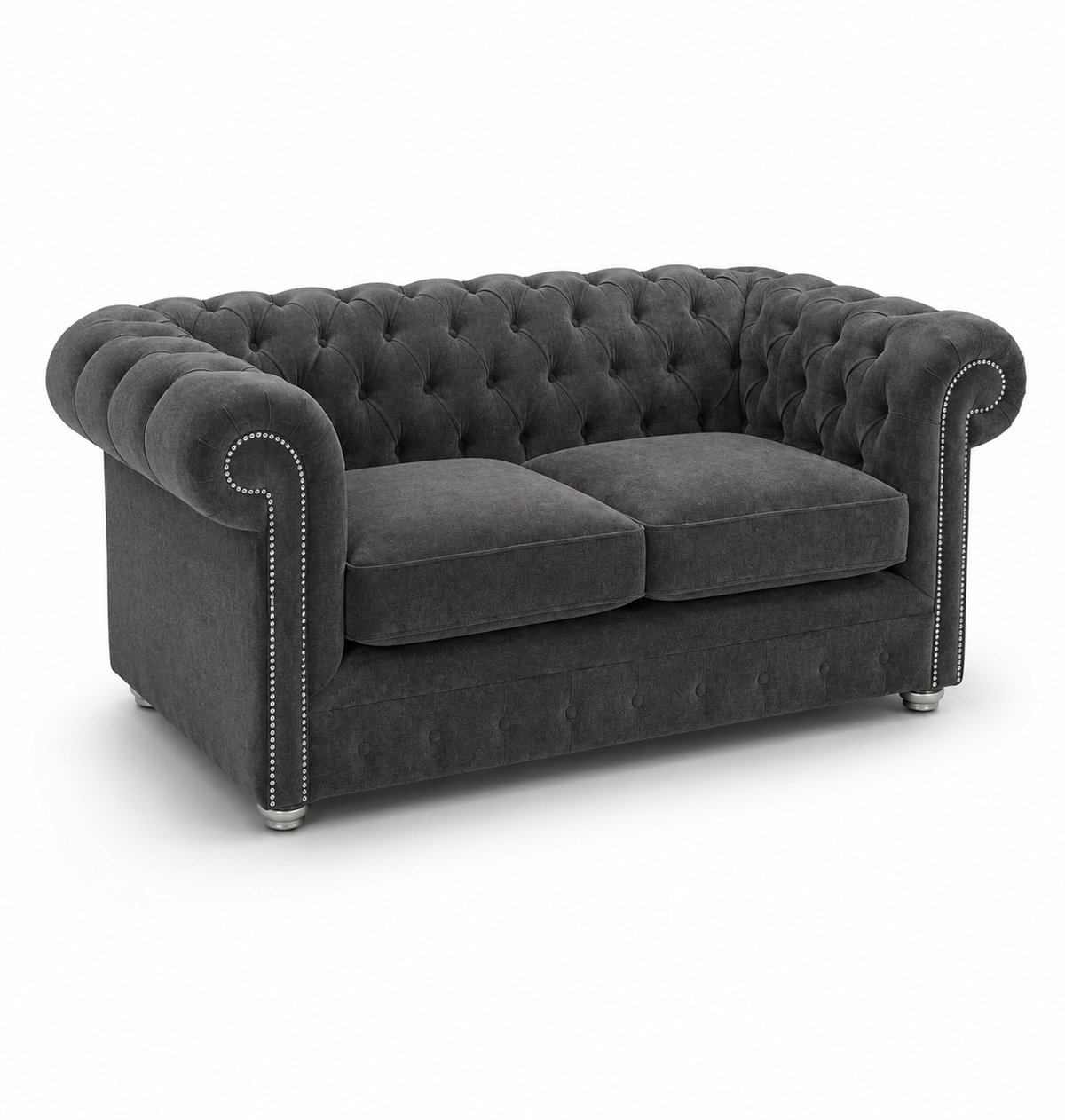 Olympia Chesterfield 2 Seater Chenille Dark Grey Sofa - Luxury UK Living Room Showcase