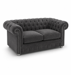 Olympia Chesterfield 2 Seater Chenille Dark Grey Sofa - Luxury UK Living Room Showcase