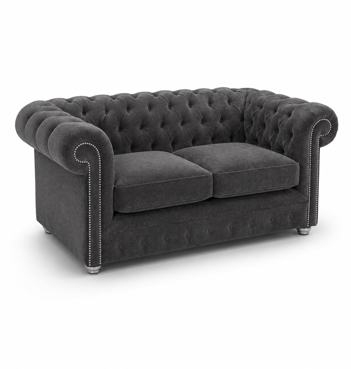 Olympia Chesterfield 2 Seater Chenille Dark Grey Sofa - Luxury UK Living Room Showcase