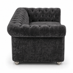 Olympia Chesterfield 2 Seater Crushed Velvet Dark Grey Sofa - Detailed Angle View 2