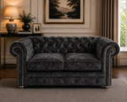 Olympia Chesterfield 2 Seater Crushed Velvet Dark Grey Sofa - Detailed Angle View 4