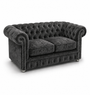 Olympia Chesterfield 2 Seater Crushed Velvet Dark Grey Sofa | Free UK Delivery