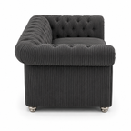 Olympia Chesterfield 2 Seater Jumbo Cord Dark Grey Sofa - Detailed Angle View 2