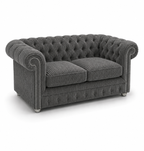 Olympia Chesterfield 2 Seater Jumbo Cord Dark Grey Sofa - Luxury UK Living Room Showcase