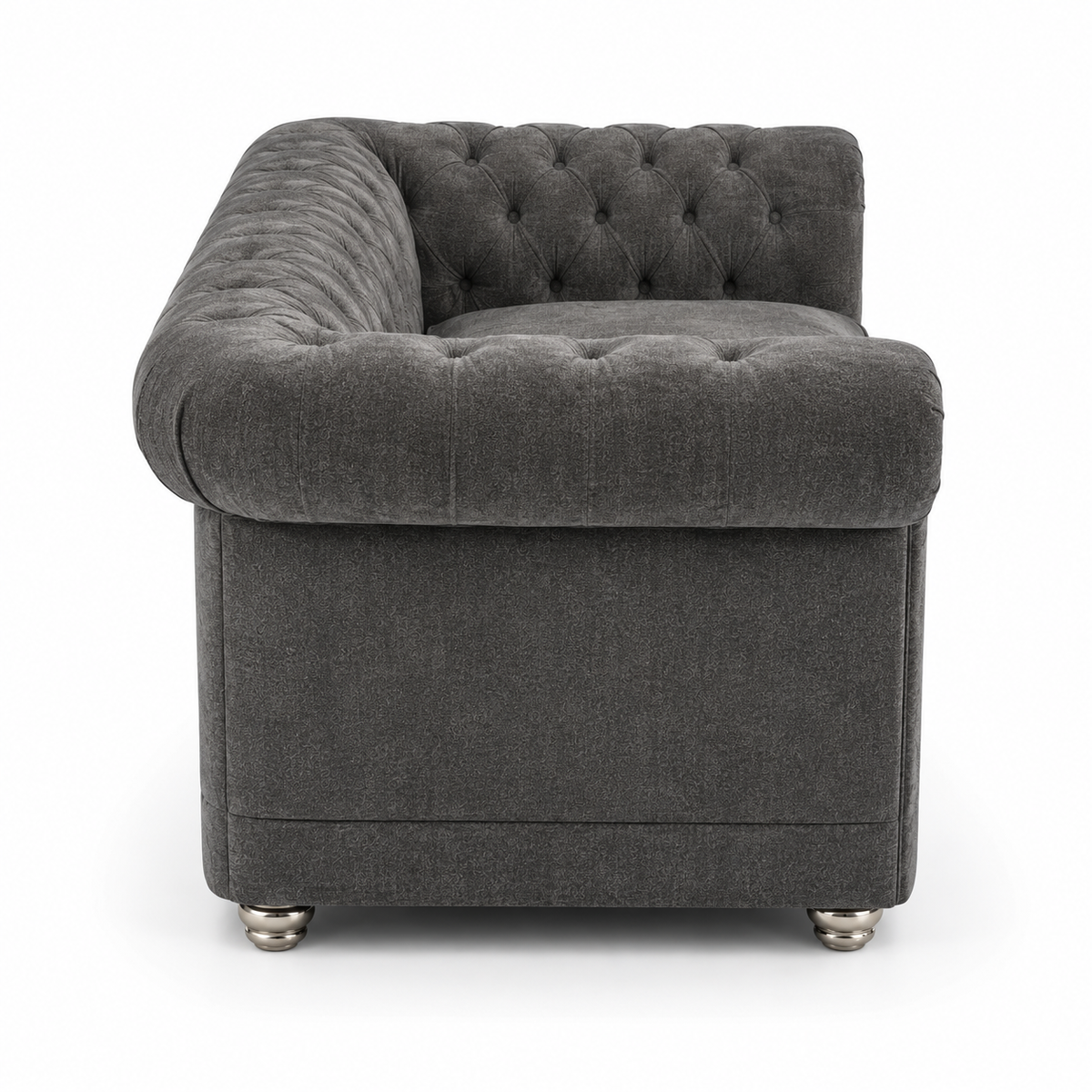 Olympia Chesterfield 2 Seater Naples & Kinsington Dark Grey Sofa - Detailed Angle View 2