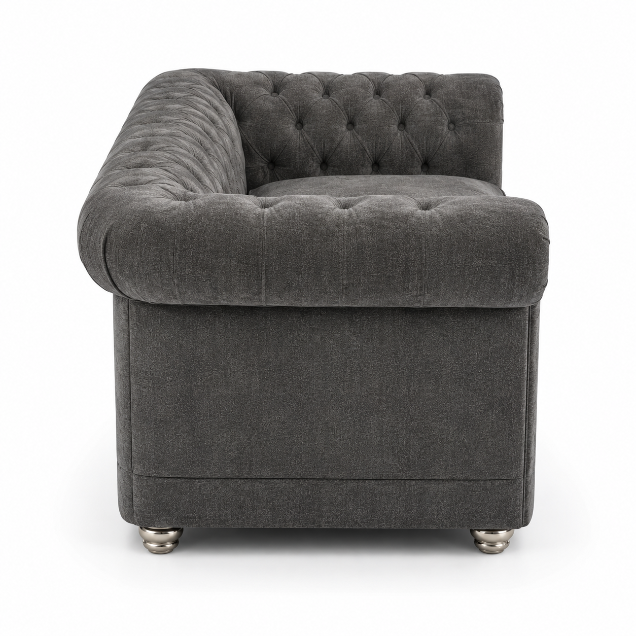 Olympia Chesterfield 2 Seater Naples & Kinsington Dark Grey Sofa - Detailed Angle View 2