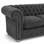 Olympia Chesterfield 2 Seater Naples & Kinsington Dark Grey Sofa - Detailed Angle View 3