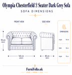 Olympia Chesterfield 2 Seater Naples & Kinsington Dark Grey Sofa - Detailed Angle View 6
