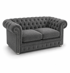 Olympia Chesterfield 2 Seater Naples & Kinsington Dark Grey Sofa - Luxury UK Living Room Showcase
