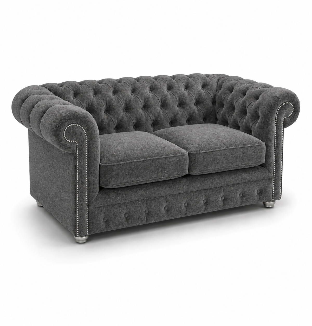 Olympia Chesterfield 2 Seater Naples & Kinsington Dark Grey Sofa - Luxury UK Living Room Showcase