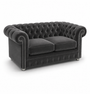 Olympia Chesterfield 2 Seater Plush Velvet Dark Grey Sofa | Free UK Delivery
