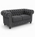 Olympia Chesterfield 3 Seater Chenille Dark Grey Sofa - Luxury UK Living Room Showcase