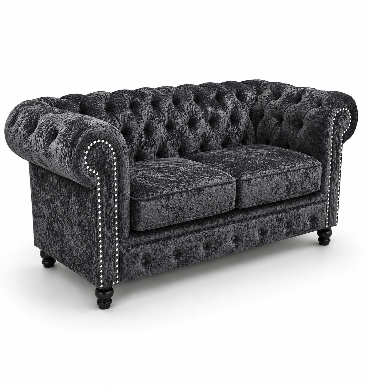 Olympia Chesterfield 3 Seater Crushed Velvet Dark Grey Sofa - Luxury UK Living Room Showcase