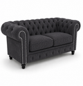 Olympia Chesterfield 3 Seater Jumbo Cord Dark Grey Sofa - Luxury UK Living Room Showcase