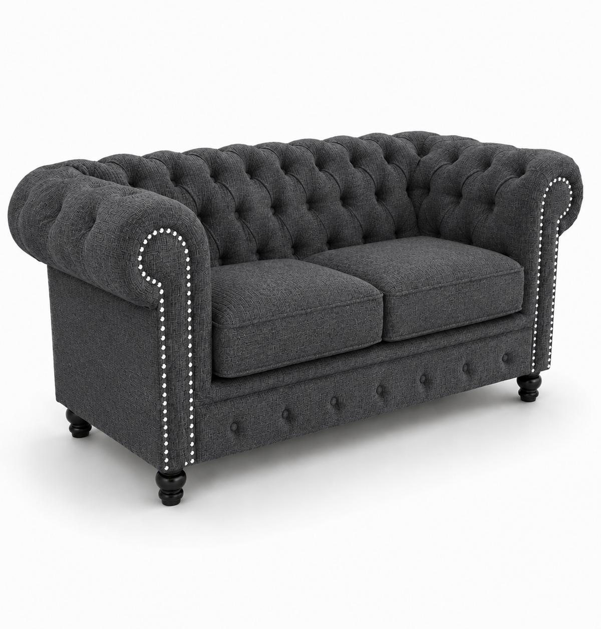 Olympia Chesterfield 3 Seater Naples & Kinsington Dark Grey Sofa - Luxury UK Living Room Showcase