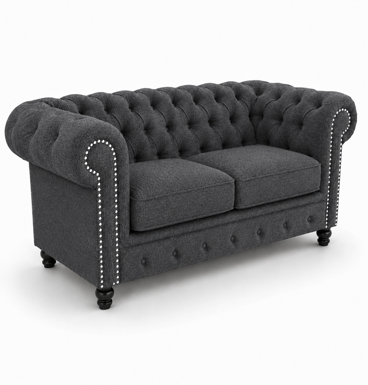 Olympia Chesterfield 3 Seater Naples & Kinsington Dark Grey Sofa - Luxury UK Living Room Showcase