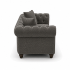 Olympia Chesterfield 3+2 Seater Corner Chenille Dark Grey Sofa - Detailed Angle View 2