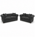 Olympia Chesterfield 3+2 Seater Corner Chenille Dark Grey Sofa - Luxury UK Living Room Showcase