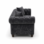 Olympia Chesterfield 3+2 Seater Corner Crushed Velvet Dark Grey Sofa - Detailed Angle View 2