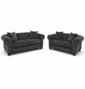 Olympia Chesterfield 3+2 Seater Corner Crushed Velvet Dark Grey Sofa - Luxury UK Living Room Showcase