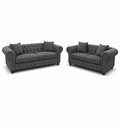 Olympia Chesterfield 3+2 Seater Corner Jumbo Cord Dark Grey Sofa - Luxury UK Living Room Showcase