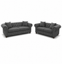 Olympia Chesterfield 3+2 Seater Corner Jumbo Cord Dark Grey Sofa | Free UK Delivery