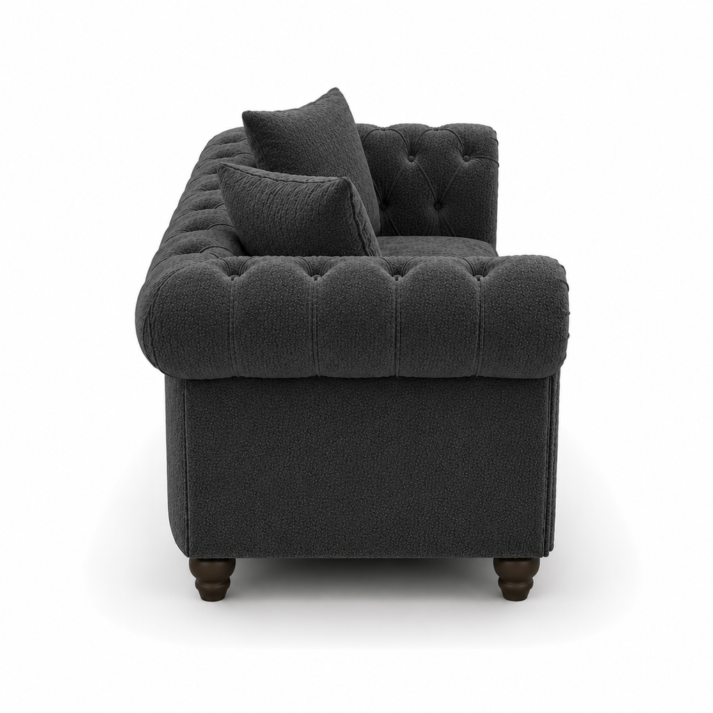 Olympia Chesterfield 3+2 Seater Corner Naples & Kinsington Dark Grey Sofa - Detailed Angle View 2