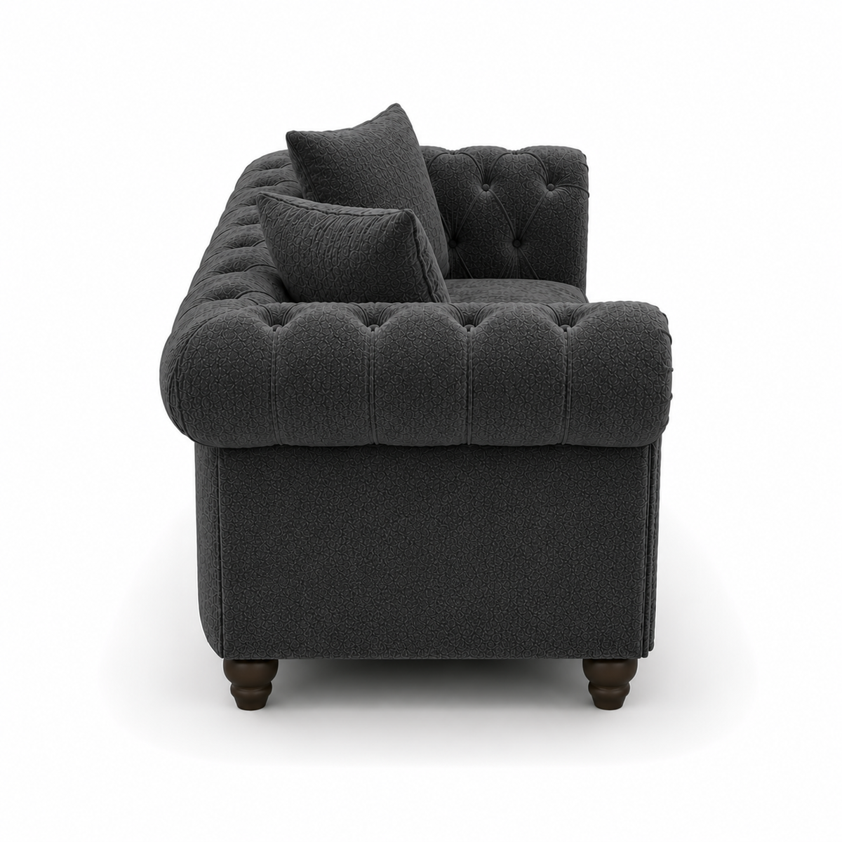 Olympia Chesterfield 3+2 Seater Corner Naples & Kinsington Dark Grey Sofa - Detailed Angle View 2