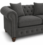 Olympia Chesterfield 3+2 Seater Corner Naples & Kinsington Dark Grey Sofa - Detailed Angle View 3