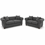Olympia Chesterfield 3+2 Seater Corner Naples & Kinsington Dark Grey Sofa - Luxury UK Living Room Showcase