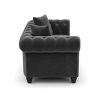 Olympia Chesterfield 3+2 Seater Corner Plush Velvet Dark Grey Sofa - Detailed Angle View 2