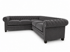 Olympia Chesterfield 5 Seater Corner Jumbo Cord Dark Grey Sofa - Detailed Angle View 2