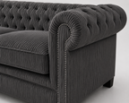Olympia Chesterfield 5 Seater Corner Jumbo Cord Dark Grey Sofa - Detailed Angle View 3