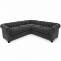 Olympia Chesterfield 5 Seater Corner Jumbo Cord Dark Grey Sofa - Luxury UK Living Room Showcase