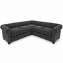 Olympia Chesterfield 5 Seater Corner Jumbo Cord Dark Grey Sofa | Free UK Delivery
