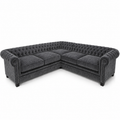 Olympia Chesterfield 5 Seater Corner Sofa Naples and Kensington Dark Grey - Luxury UK Living Room Showcase