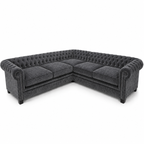 Olympia Chesterfield 5 Seater Corner Sofa Naples and Kensington Dark Grey - Luxury UK Living Room Showcase