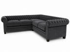 Olympia Chesterfield 5 Seater Corner Sofa Naples and Kensington Dark Grey - Detailed Angle View 2